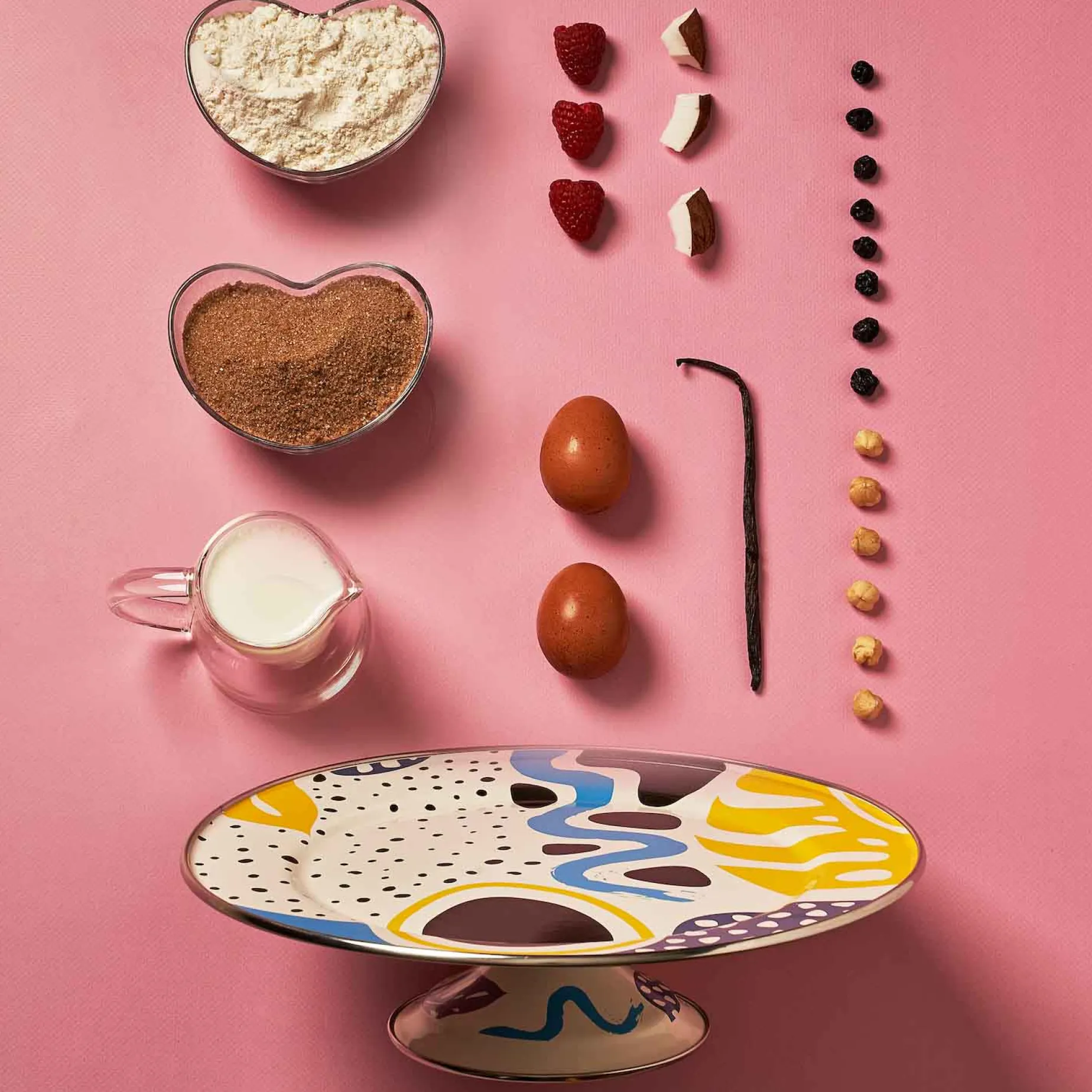 Abstract Enamel Cake Stand, 30cm dia