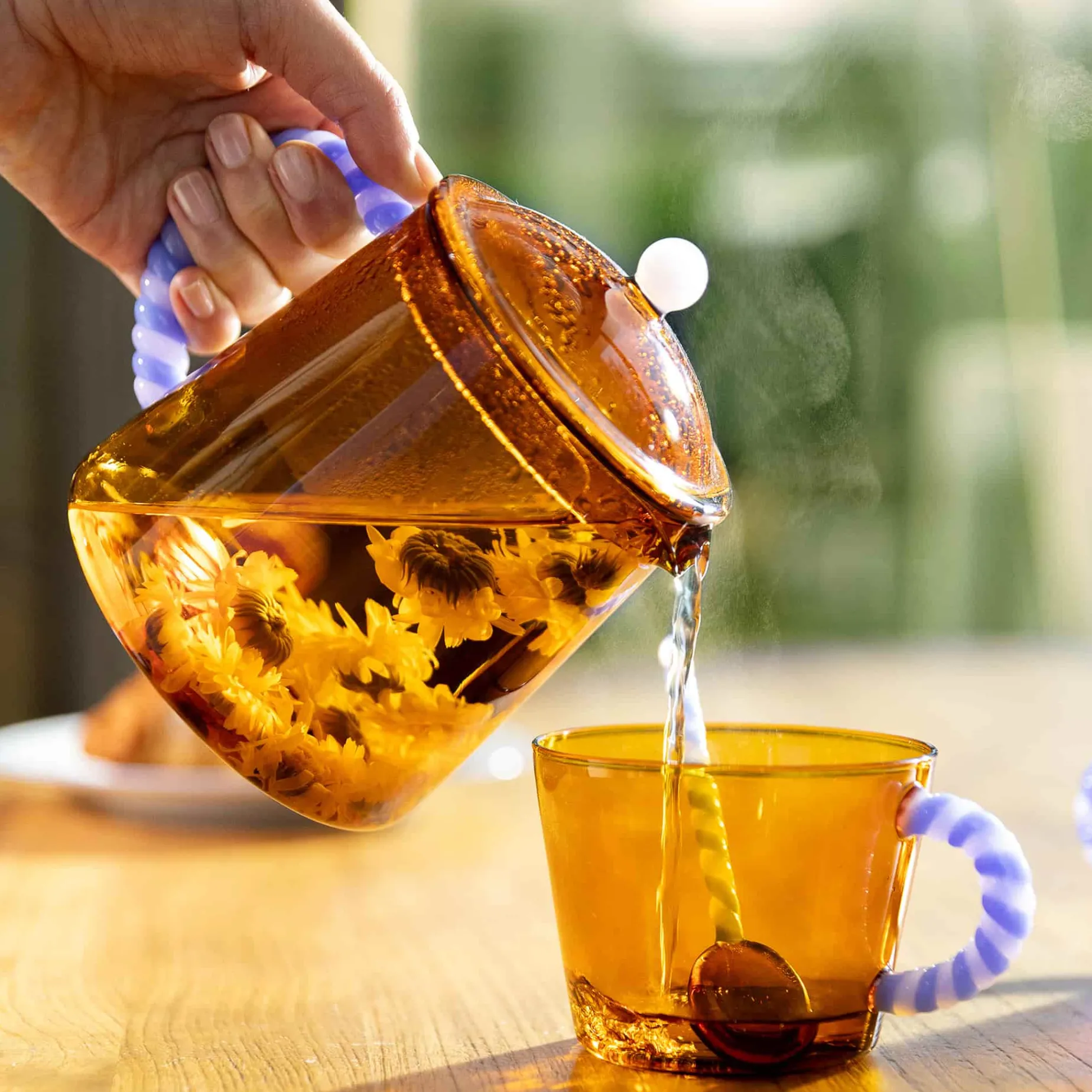 Amber Glass Teapot, 1 Litre