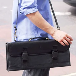 Black Buffalo Leather Knife Bag, 11 Slots