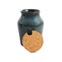Blue Glaze Salt Pot with Cork Lid
