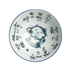 Blue Lucky Cat Bowl, 14cm