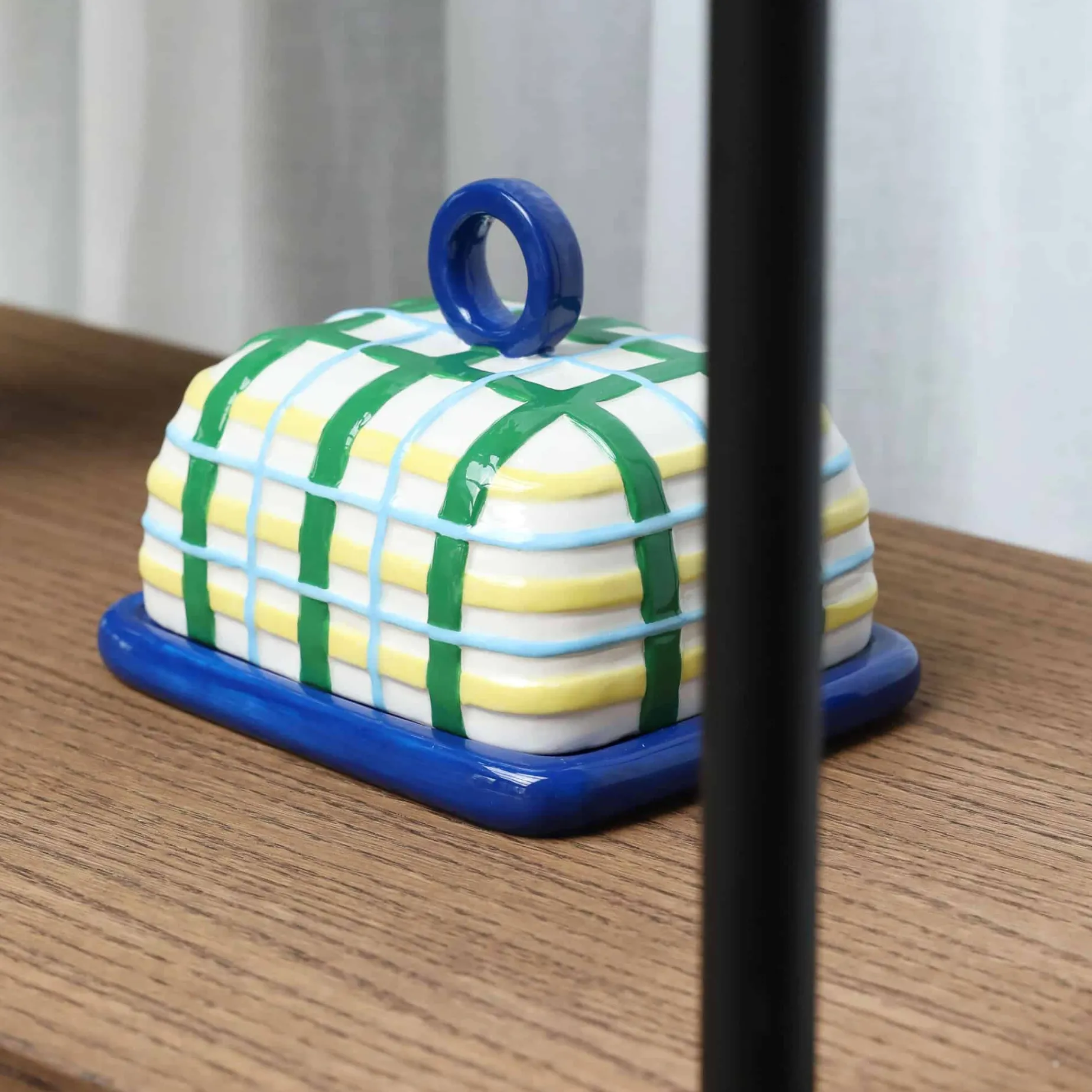 Blue Plaid Butter Dish