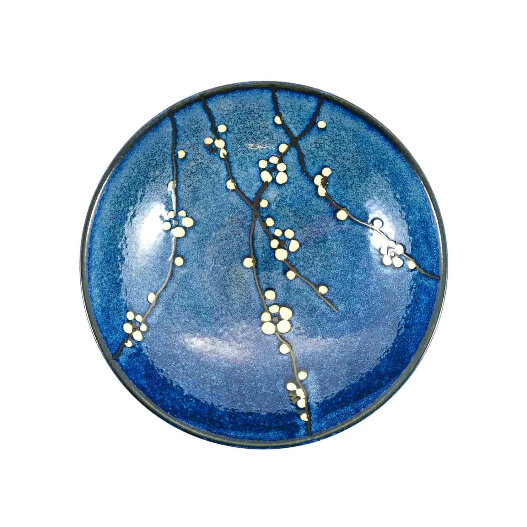 Blue Sakura Shallow Bowl, 24.5cm
