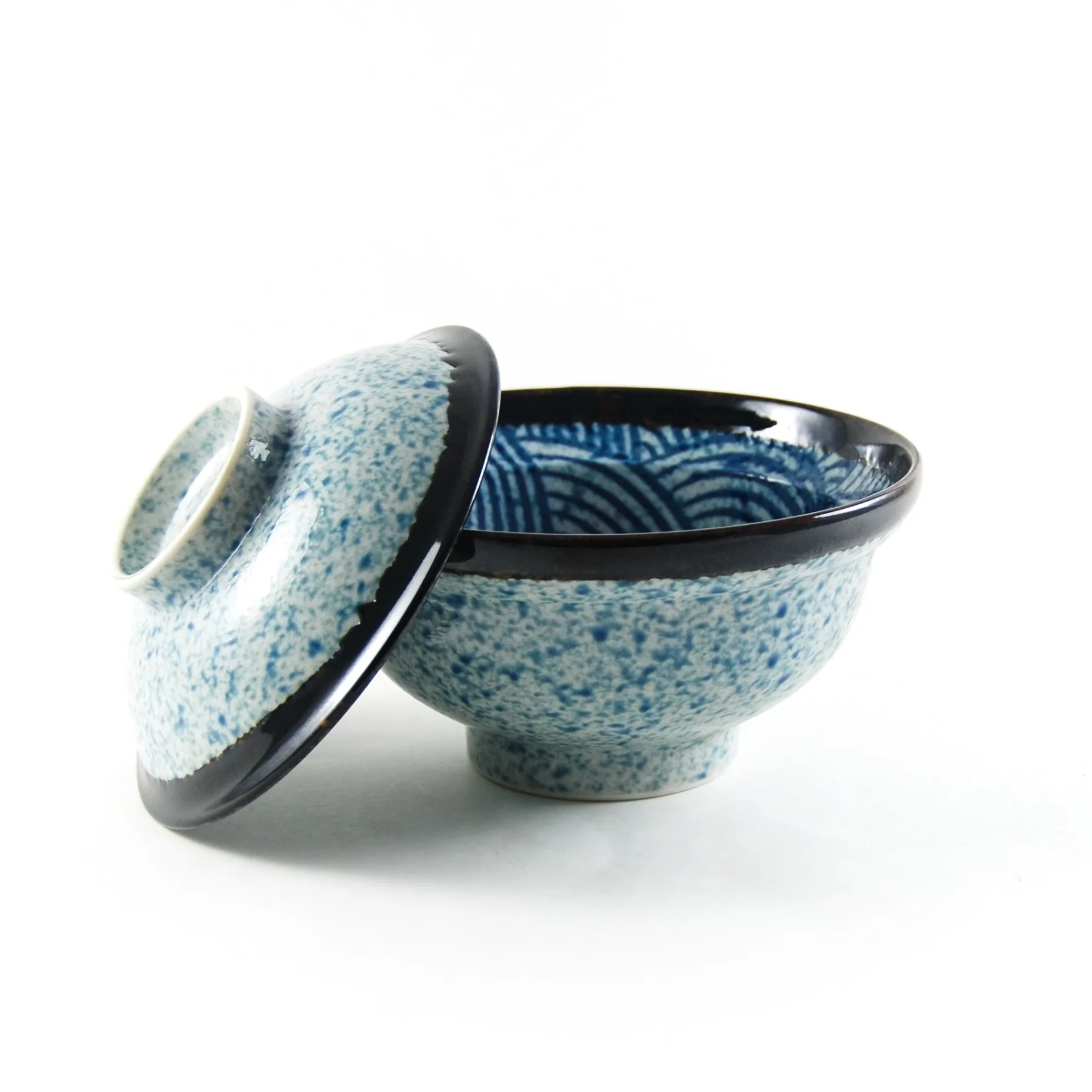 Blue Wave Covered Bowl, 15.7cm