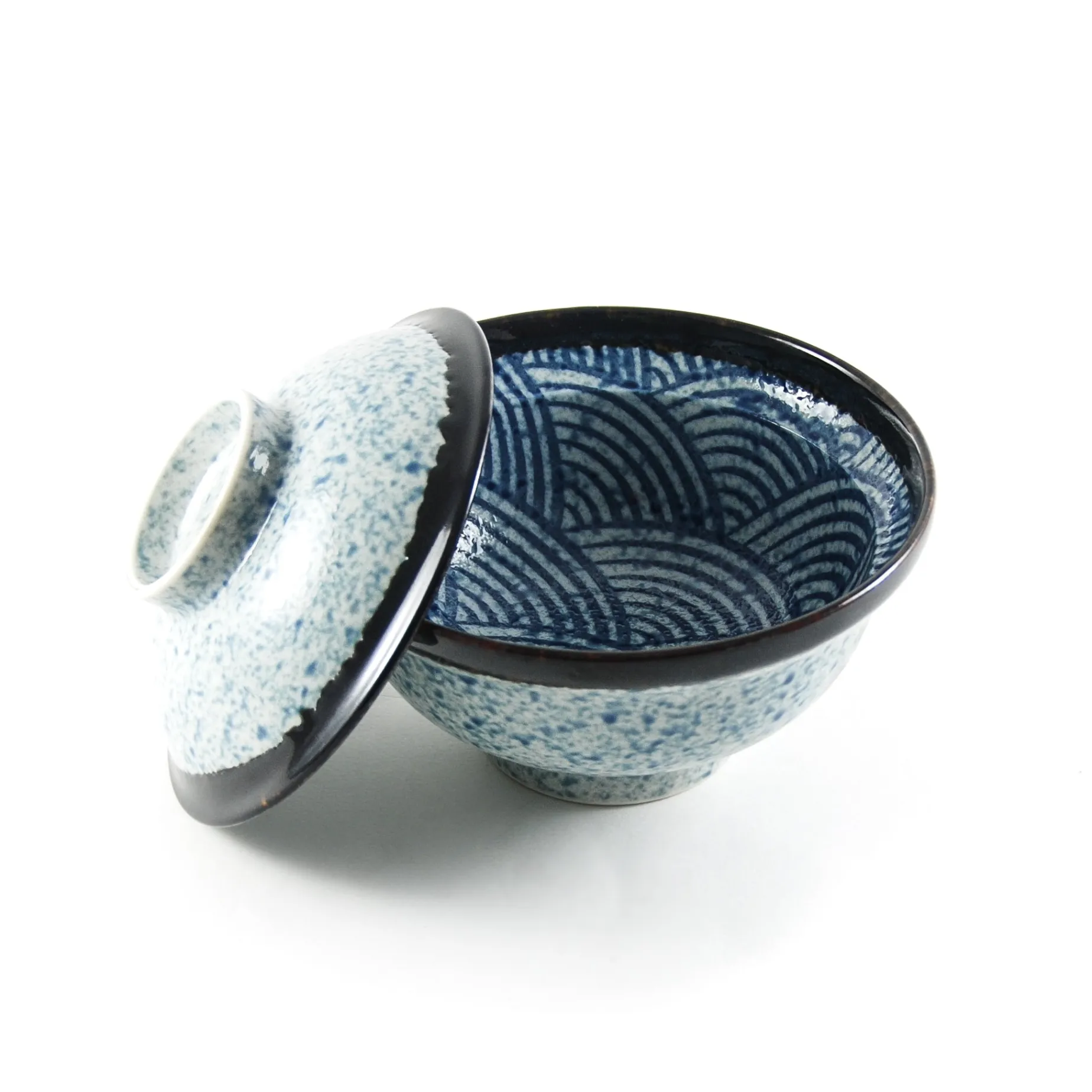 Blue Wave Covered Bowl, 15.7cm