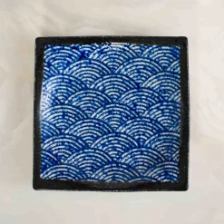Blue Wave Large Square Plate, 23.5cm