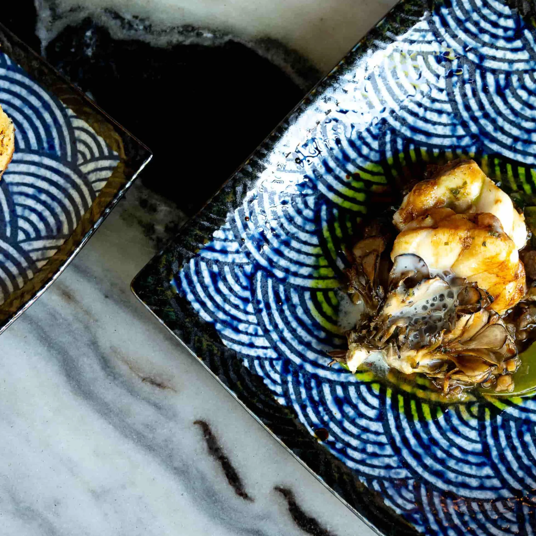 Blue Wave Medium Square Plate, 17.5cm