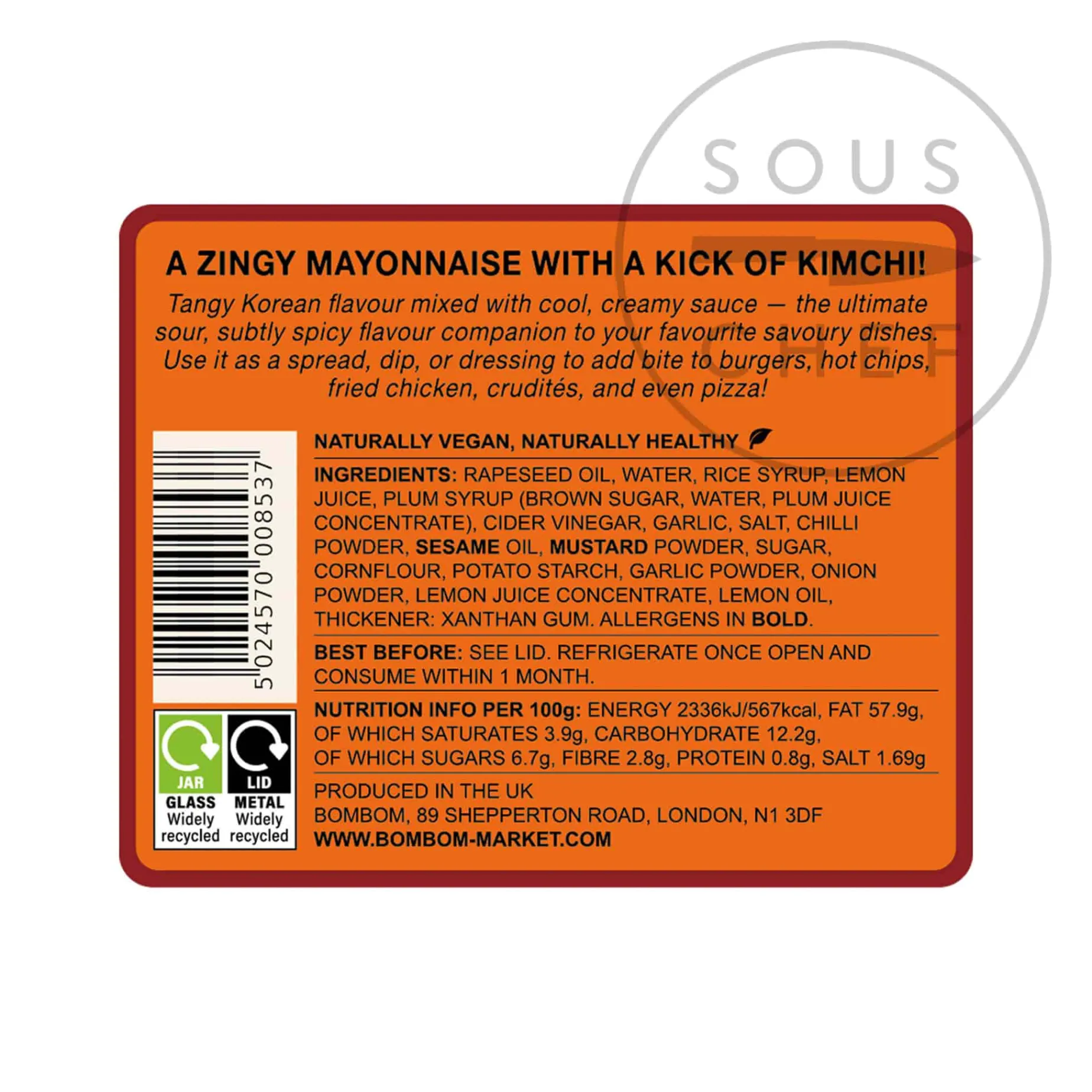 Bombom Korean Kimchi Mayo, 185g