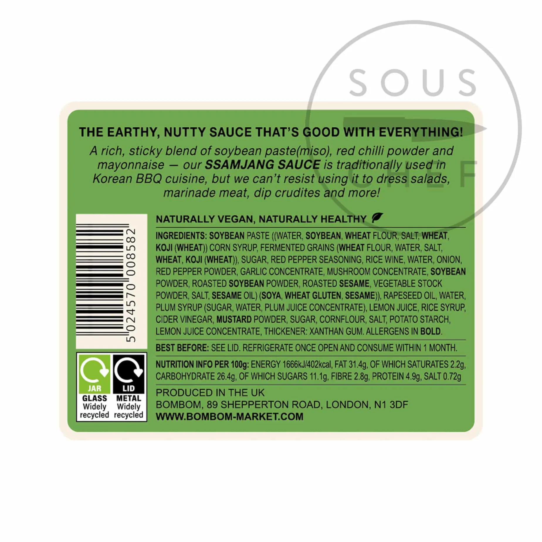 Bombom Korean Ssamjang Seasoned Soybean Sauce, 200g