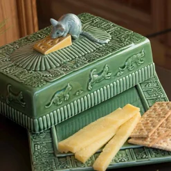 Bordallo Pinheiro Cheese Tray with Mouse and Lid
