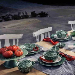 Bordallo Pinheiro Green Cabbage Cake Stand, 31cm