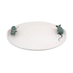 Bordallo Pinheiro White Earthenware Cheese Tray with Mouse
