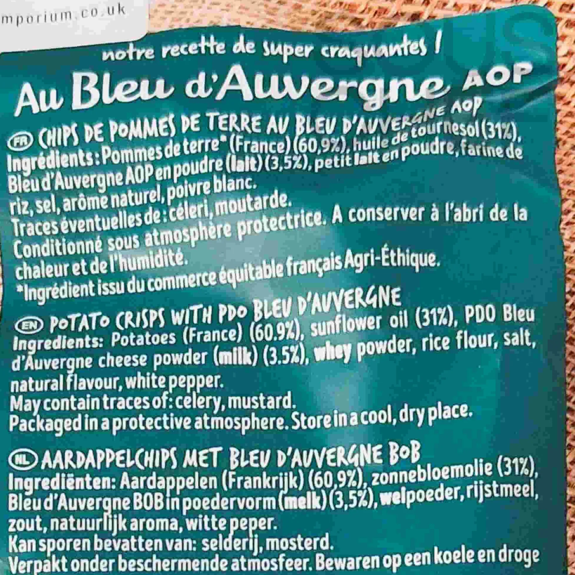 Bret's Bleu d'Auvergne DOP Blue Cheese Crisps, 125g