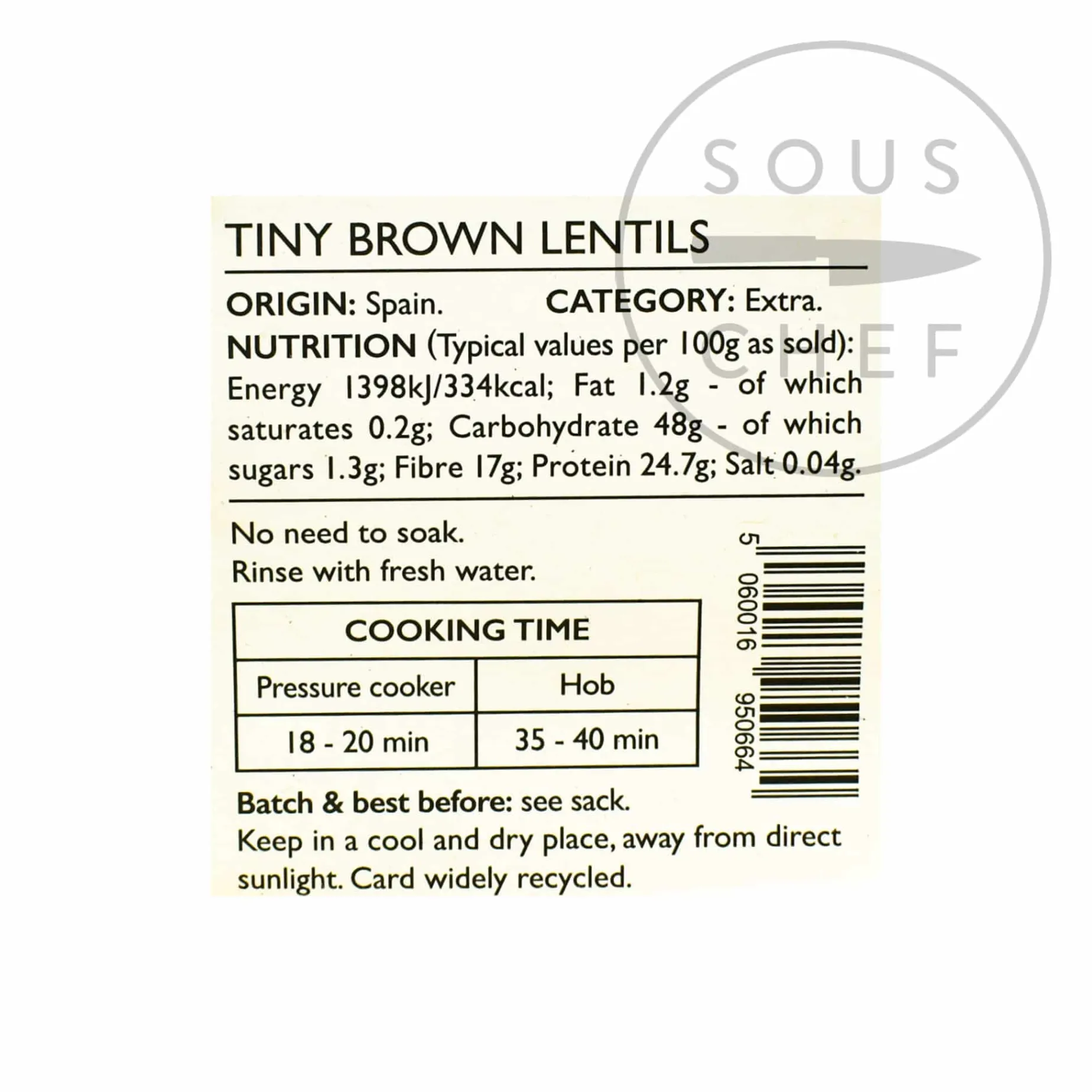 Brindisa Epic Pardina Lentils in Cloth Sack, 500g