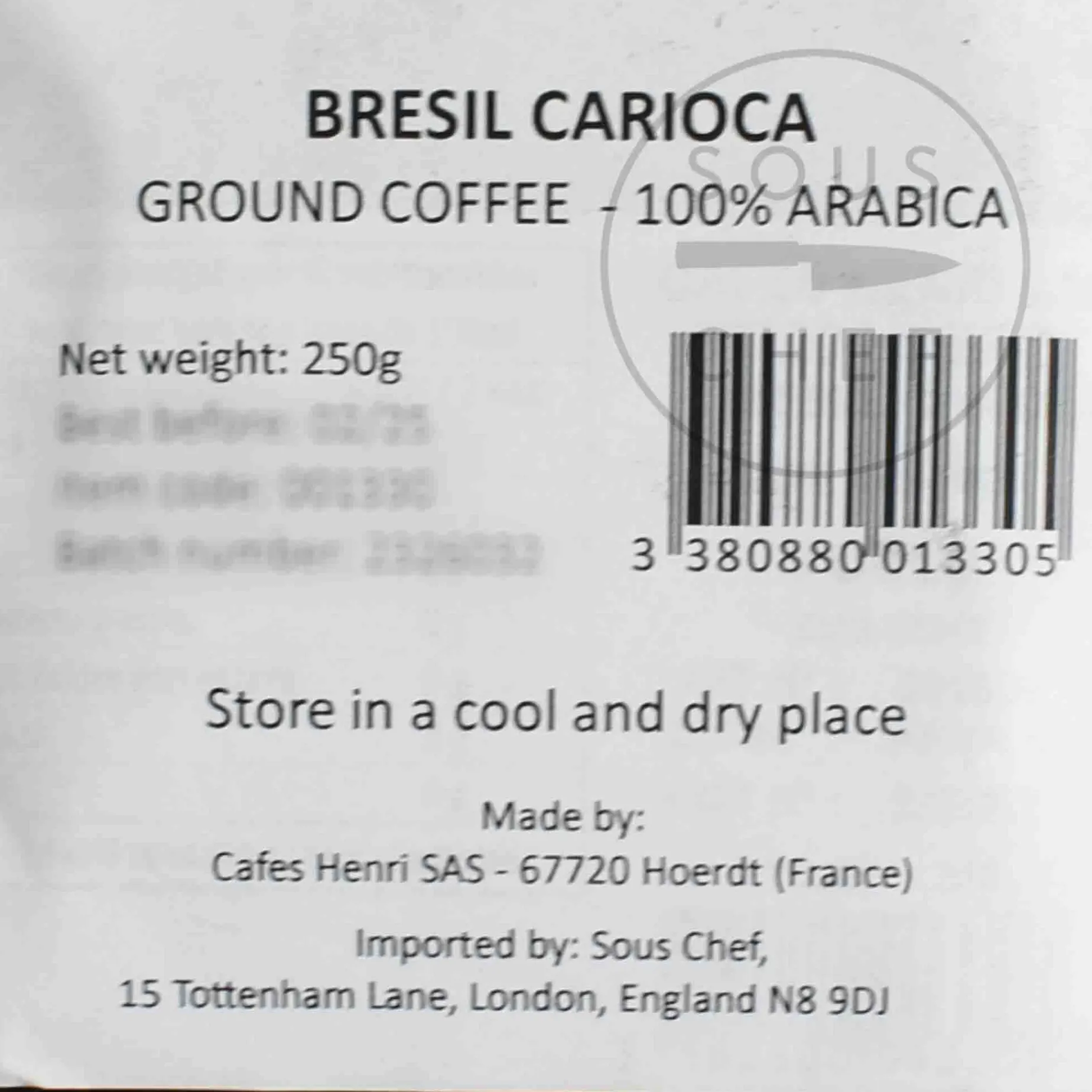 Cafes Henri Brazil Carioca Ground Coffee, 250g