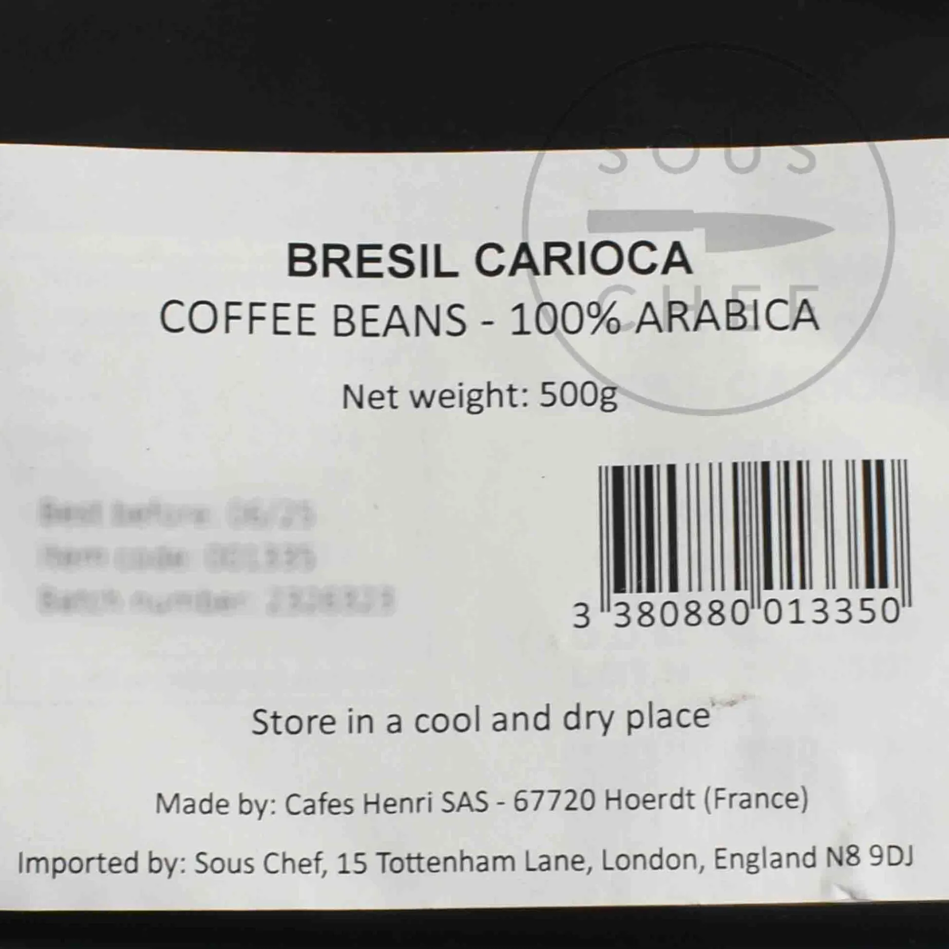 Cafes Henri Brazil Carioca Whole Coffee Beans, 500g