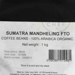 Cafes Henri Sumatra Mandheling Organic Whole Coffee Beans