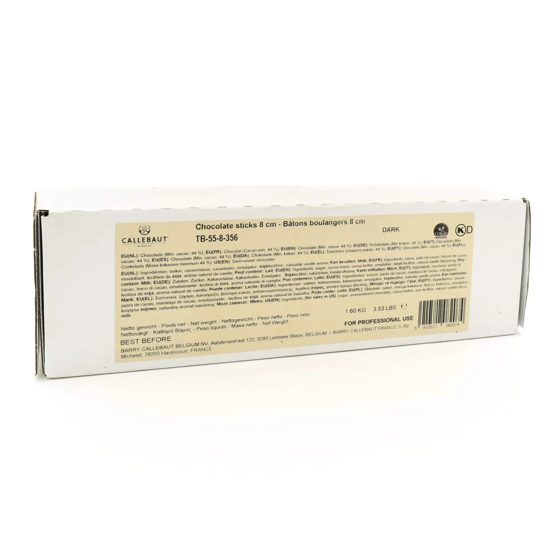 Callebaut Dark Chocolate Croissant & Pain Au Chocolat Sticks 8 cm, 1.6kg