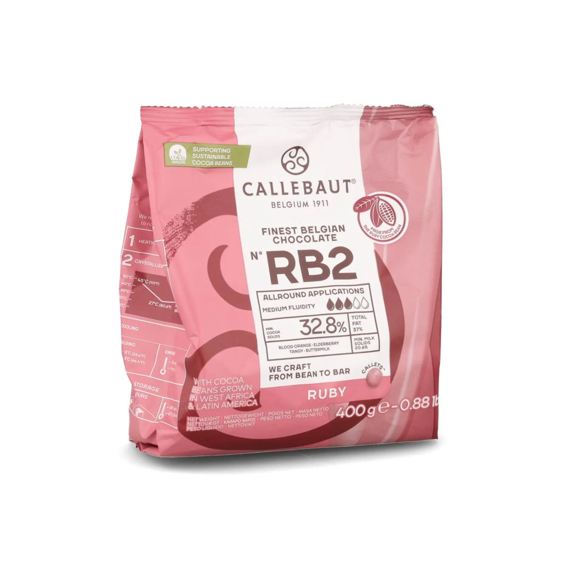 Callebaut Ruby Chocolate Couverture, 400g