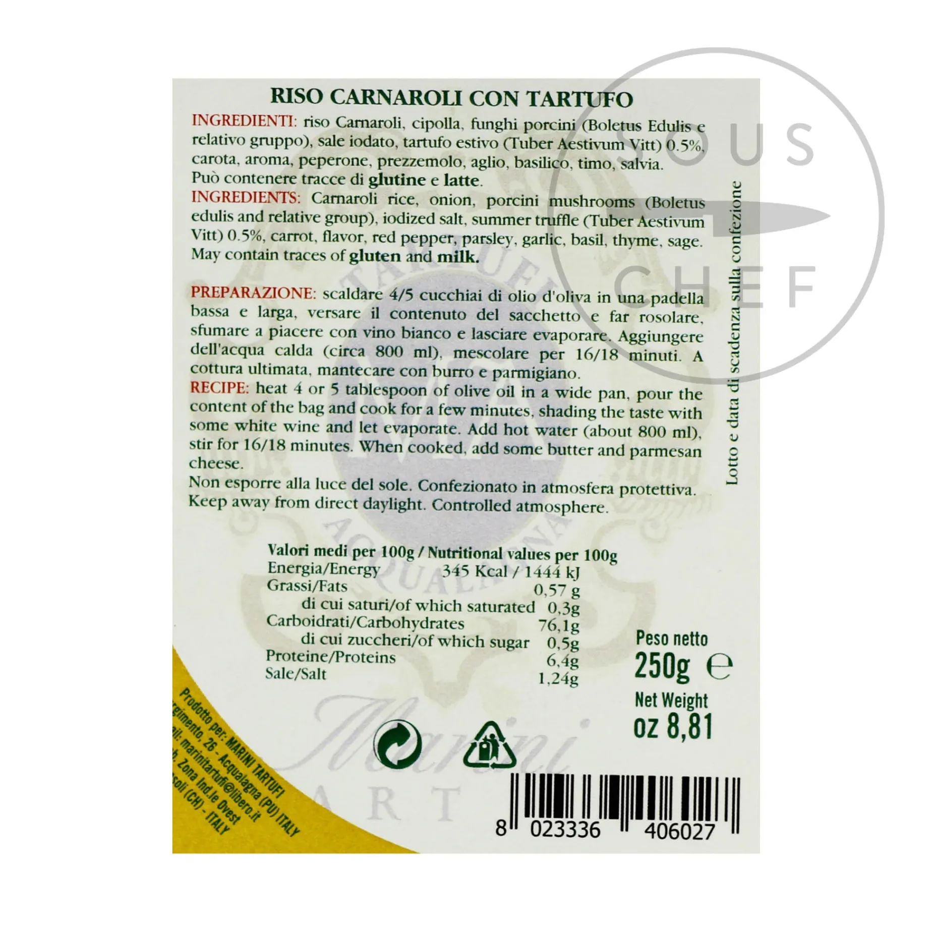 Carnaroli Risotto Rice With Truffle, 250g