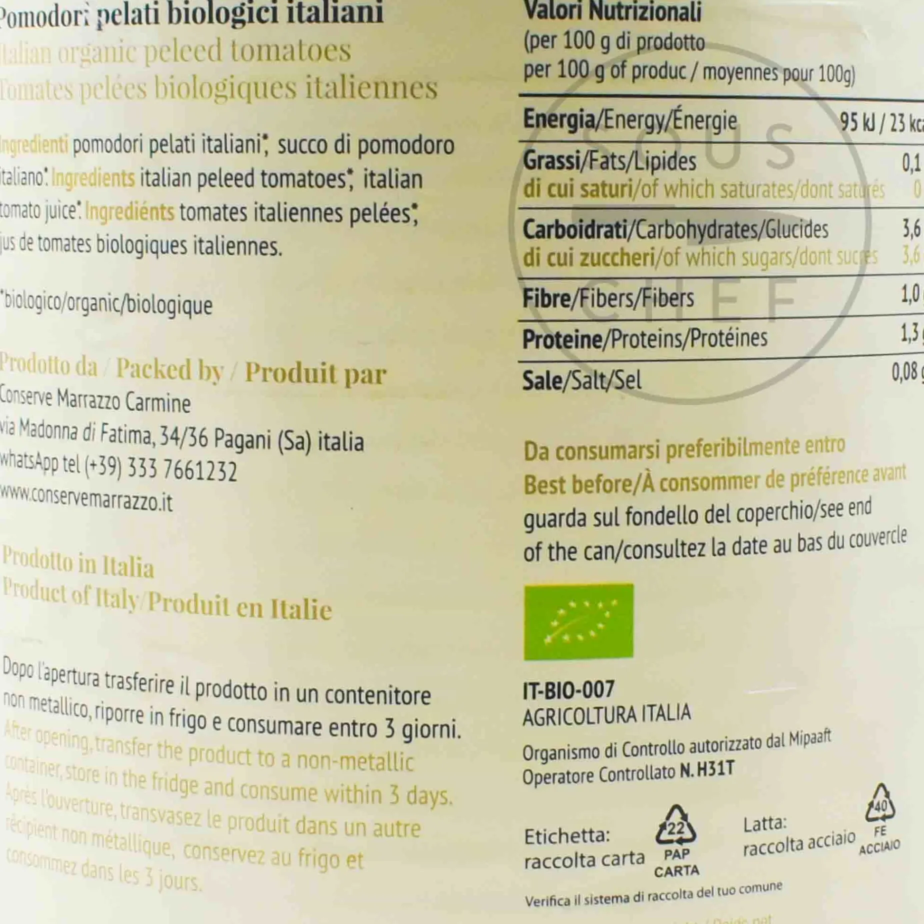 Casa Marrazzo Organic Peeled Tomatoes, 2.5kg