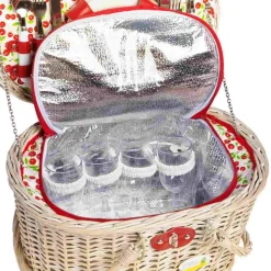 Cheverny Cherry Print Picnic Basket, 4 Person