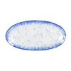 Cobalt Blue Rim Glass Serving Tray, 34x17cm