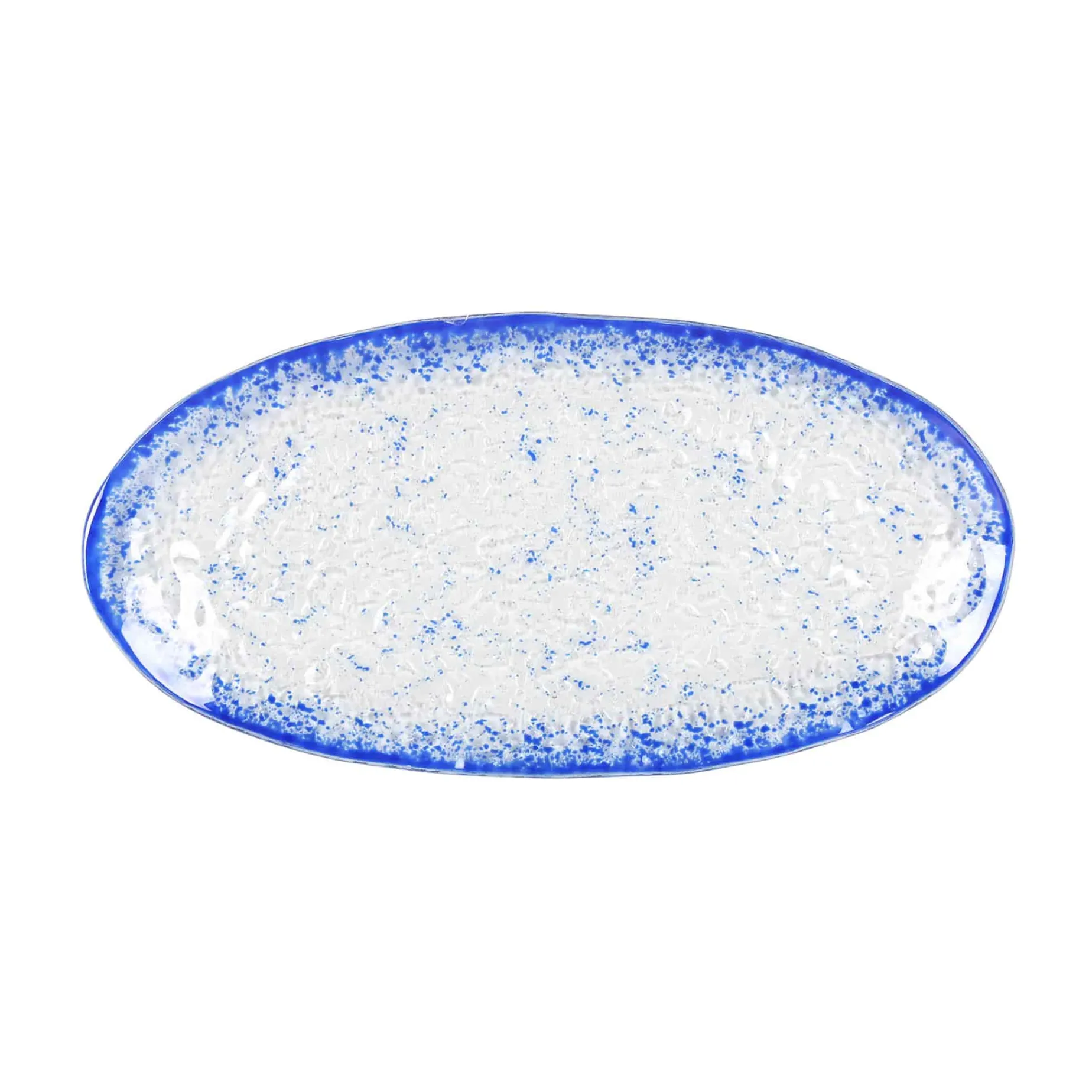 Cobalt Blue Rim Glass Serving Tray, 34x17cm