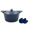 Cookut Lightweight Non-Stick Dutch Oven with Pot Holders, Blue, BPA-Free