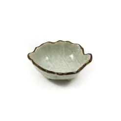 Cream & Pale Green Leaf Dish, 9.8cm