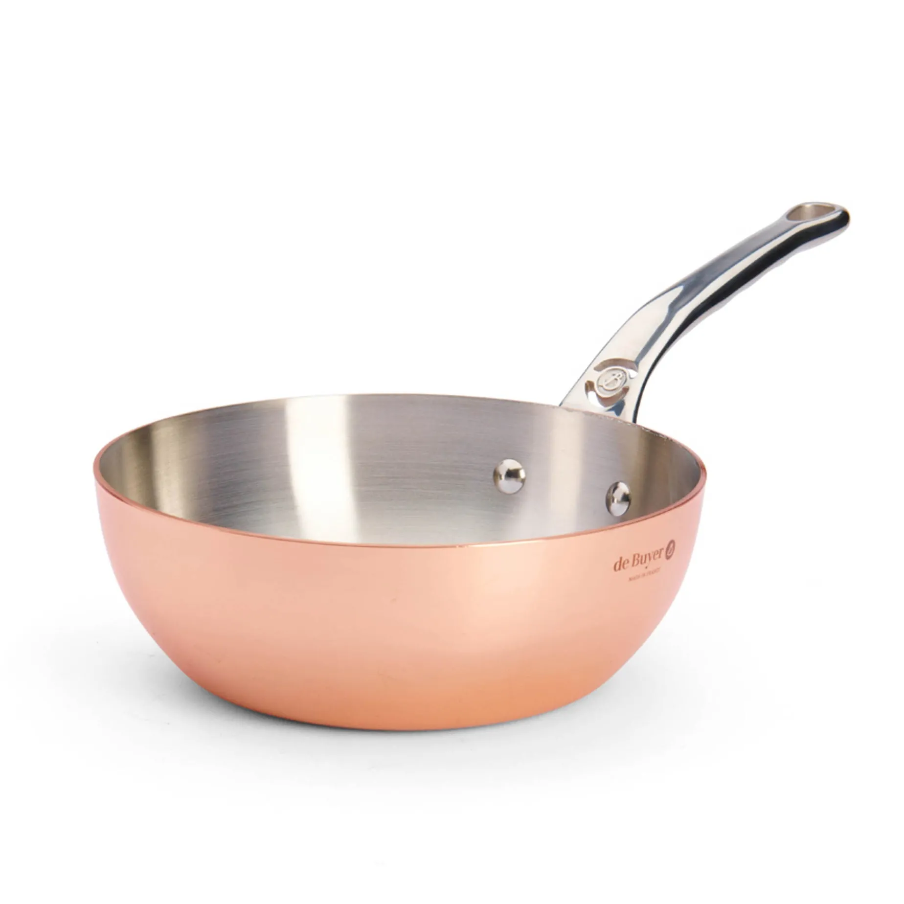 De Buyer Prima Matera Induction Copper Saucier with Stainless Steel Handle, 20cm
