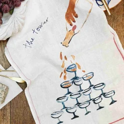 Dinette Champagne Tower Linen Tea Towel