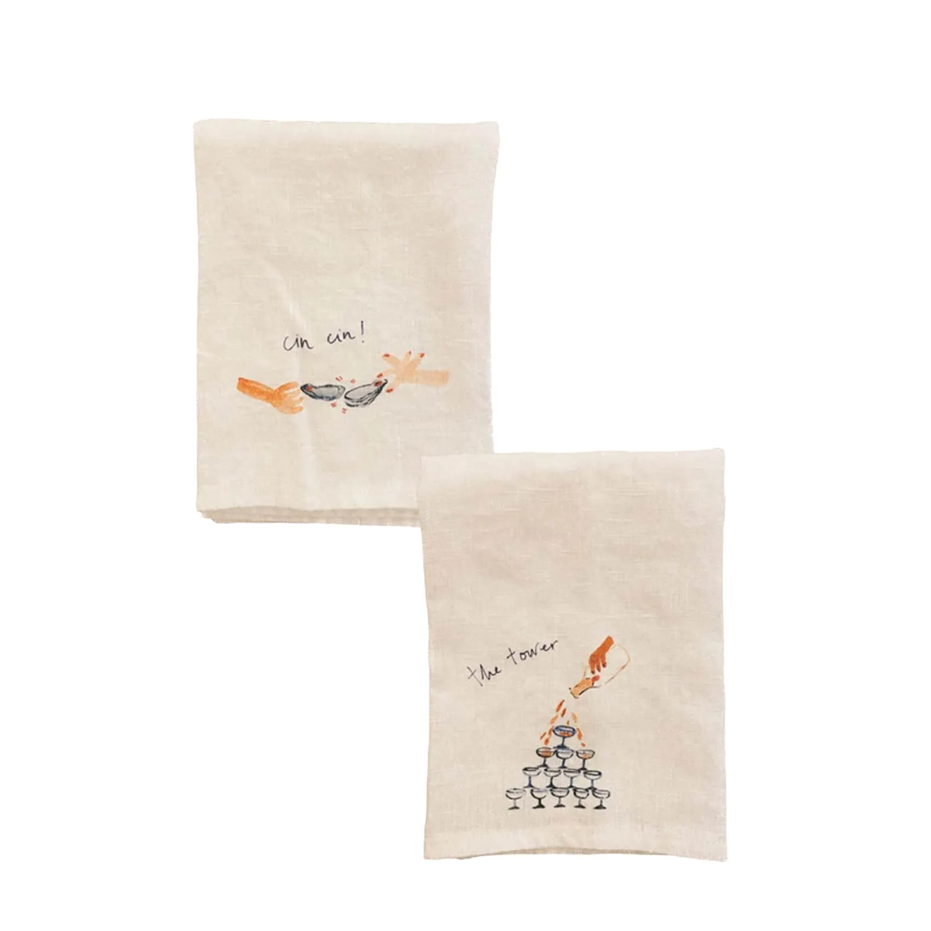 Dinette Set of 2 Oysters & Cheers Linen Napkins
