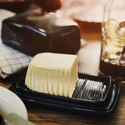 Emile Henry Black Butter Dish, 17x11cm