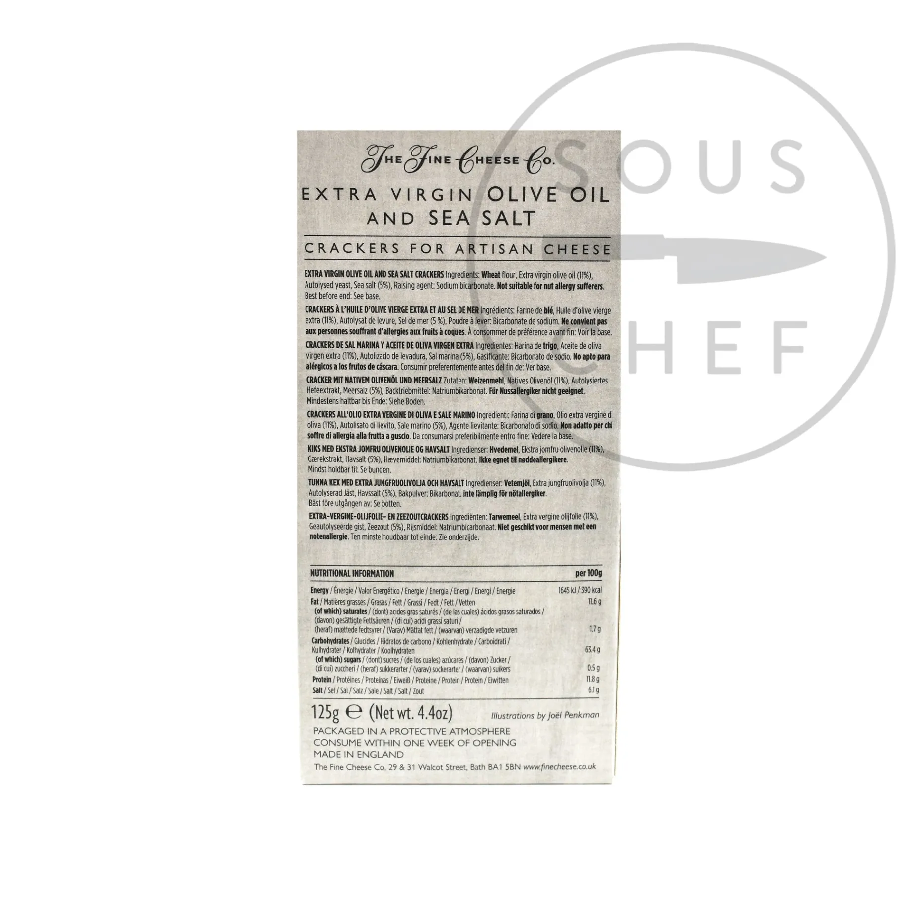 Extra Virgin Olive Oil & Sea Salt Crackers, 125g