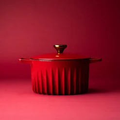 FIREUP Red Cast Iron Dutch Oven, 26cm