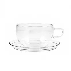 Glass Teacup & Saucer, 400ml