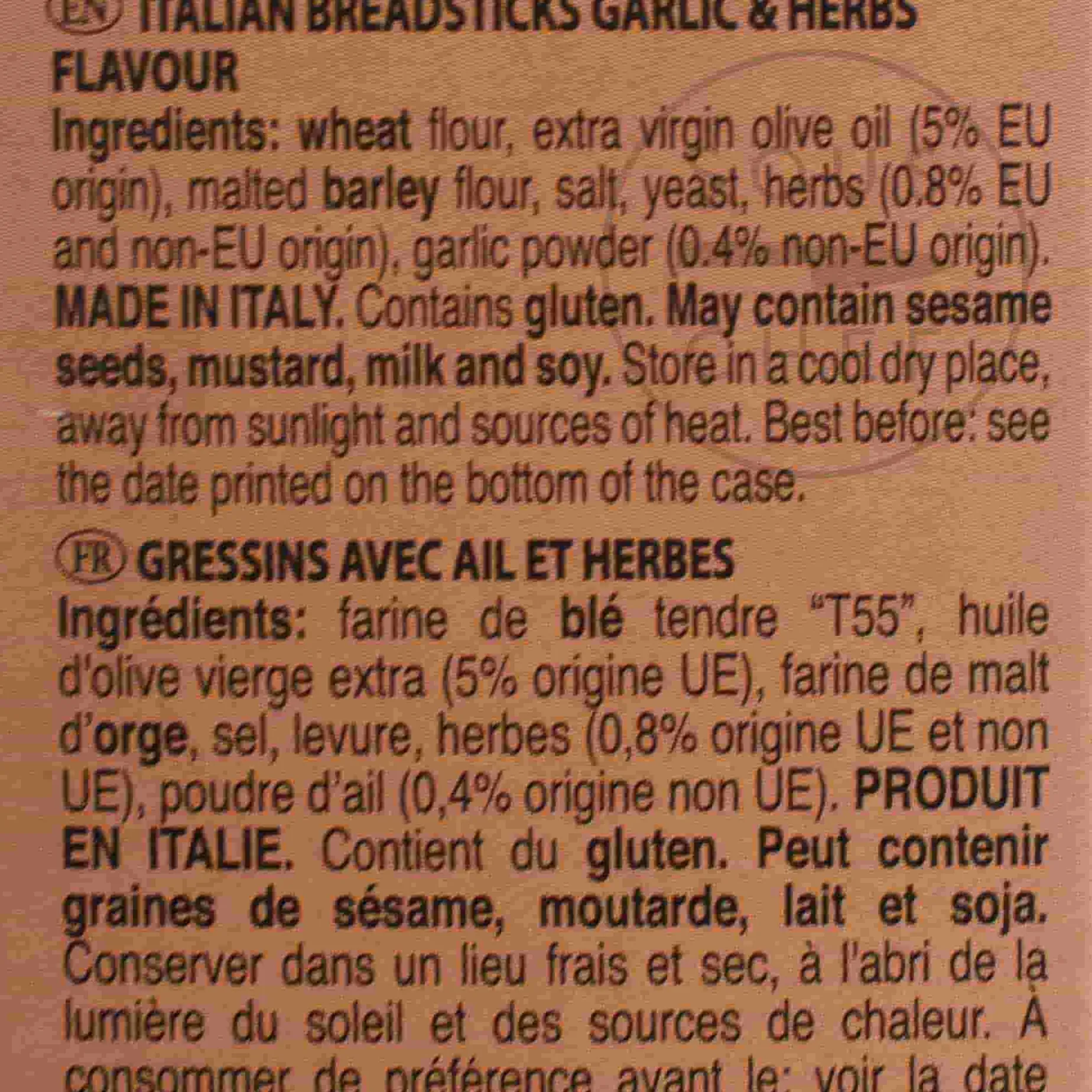 Grissini Garlic & Herbs Breadsticks, 125g