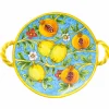 Hand Painted Centrepiece Dish - Pomegranates & Lemons, 35cm