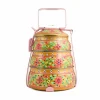 Hand Painted Three Tier Yellow Tiffin Tin, 1.5 Litre