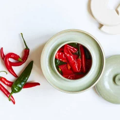 Handmade Stoneware Fermenting Crock in Green 2 litre