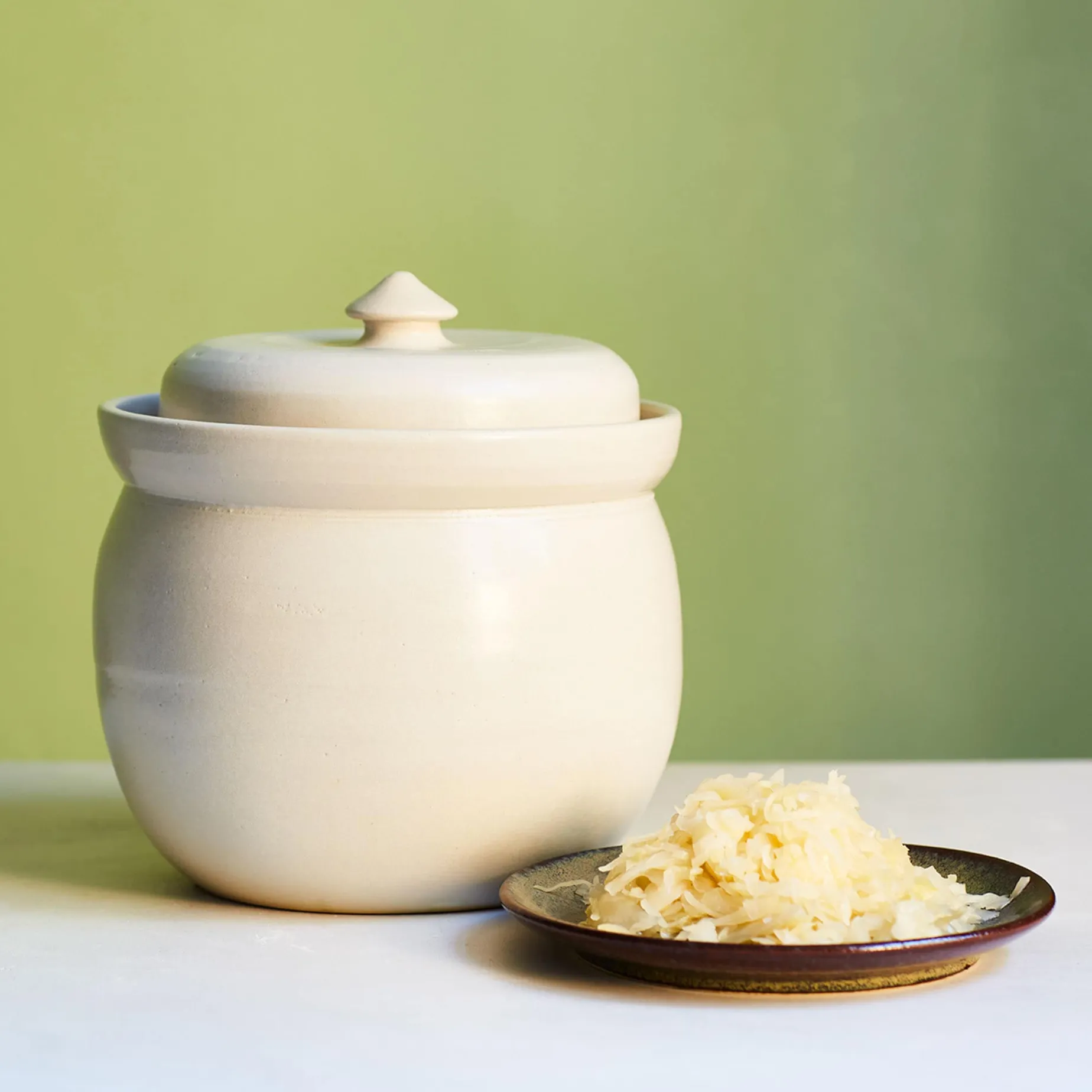 Handmade Stoneware Fermenting Crock in White 2 litre