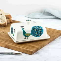 Hannah Turner Peacock Butter Dish, 16x8cm