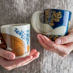 Hezha Blue Mug with Bird, 8cm