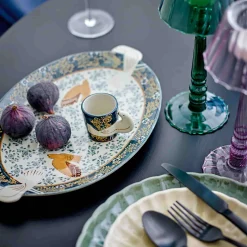 Hezha Blue Stoneware Serving Platter, 34x25cm