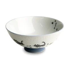 Japanese Cat with Footprints Rice Bowl, 14cm