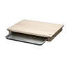 Japanese Hinoki Cypress Wood Chopping Board with Prep Tray, 42x30x5cm