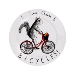 Jimbob Art I Love Cheese & Bicycles Side Plate, 20cm