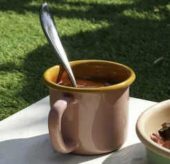 Kapka x Sous Chef Colourblock Enamel Mug, Pink & Yellow, 350ml