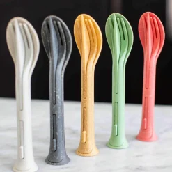 Koziol Klikk Pocket Stacking Cutlery Set, Green